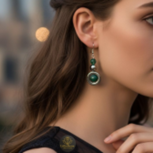 Boucles d'oreilles. hématite. agate mousse. fait main