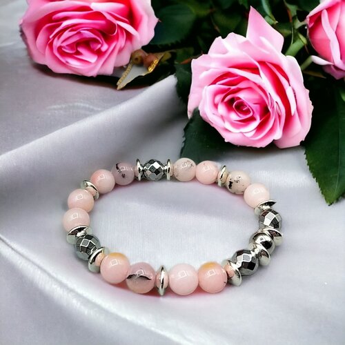 Bracelet femme- relaxant- opale rose - fait main
