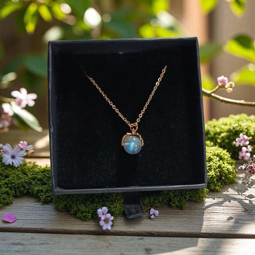 Collier en labradorite – bélière et chaîne en plaqué or 14k