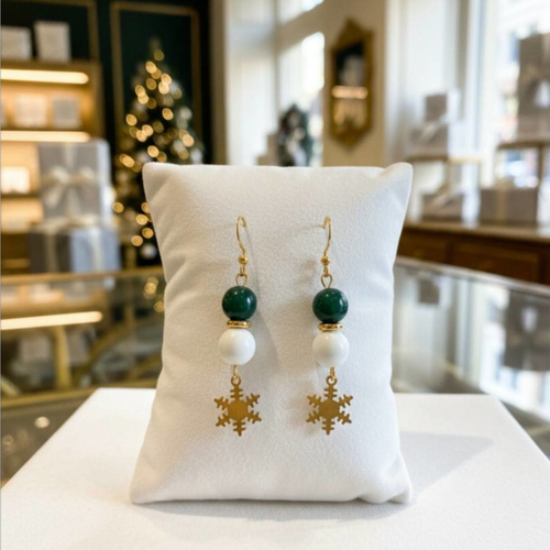 Boucles d’oreilles agate mousse & howlite – édition noël