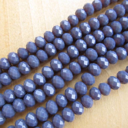 Lot de 25 perles forme boulier de 8 x 6 mm en verre imitation jade de couleur: violine. 