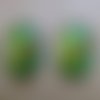 Lot de 2 cabochon en verre de forme ovale de 25 x 18 mm avec image de fond thème: libellule.