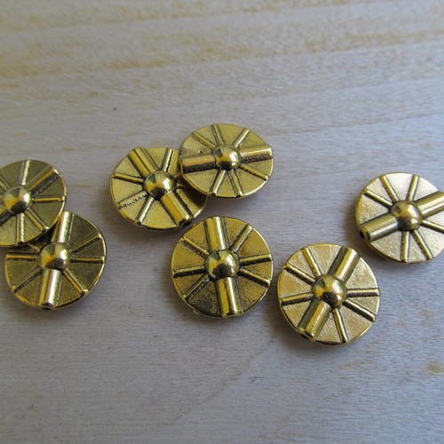 *lot de 5 perles rondes plates de 16 mm en métal couleur vieil or.