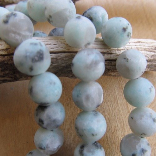 lot de 10 perles naturelles jaspe sésame givré 8mm