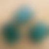Lot de 2 perles rectangulaires en verre à la feuille d'argent, de 21 x 15 mm, de couleur: vert émeraude.