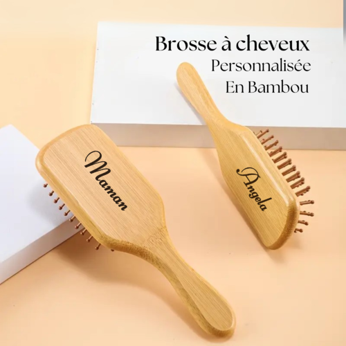 Brosse à cheveux - peigne de massage - bambou - personnalisable