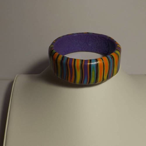 Bracelet manchette en pâte polymère multicolor 