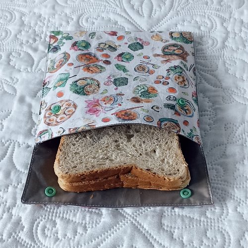 Sac à sandwich format baguette en tissu réutilisable et lavable