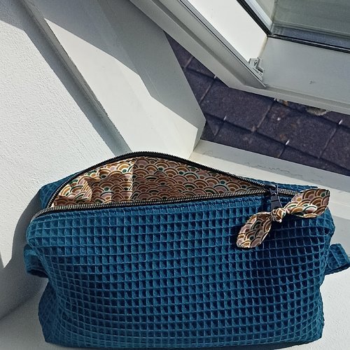 Trousse de toilette nid d'abeilles matelassé