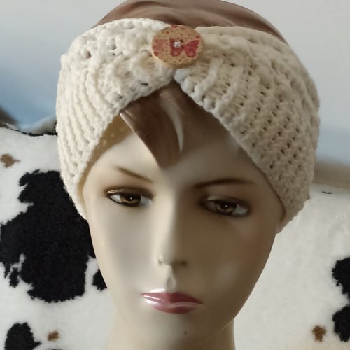 Bandeau headband en laine au crochet fait main