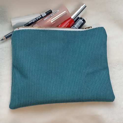 Pochette trousse plate doublée à maquillage en velours
