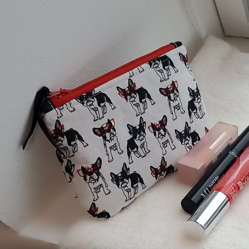 Pochette trousse plate doublée à maquillage