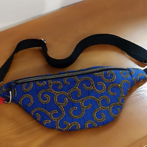 Sac banane en wax macaroni bleu  , sac banane femme , accessoire tendance , style moderne ,cadeau