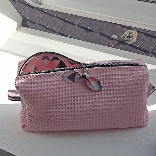 Trousse de toilette nid d'abeilles matelassé