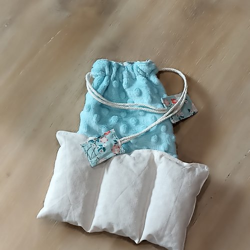 Bouillotte sèche lavable, au noyau de cerise, tissu 100 % coton oeko- tex, à chauffer au micro-ondes