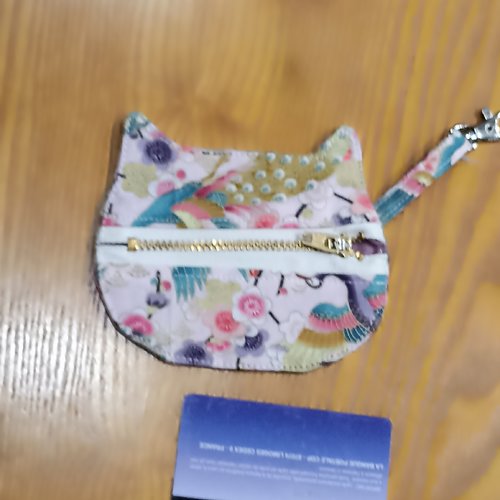 Porte-monnaie et porte carte chat pochette zippée mini portefeuille
