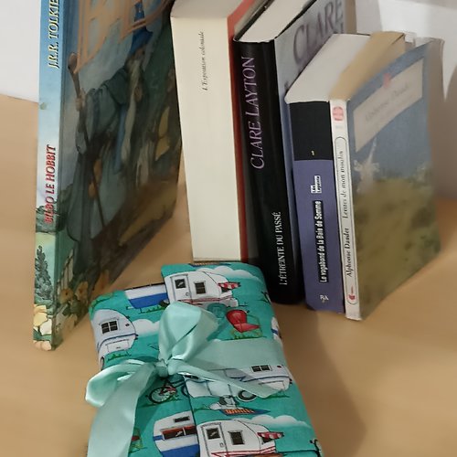 Couvre-livre de poche, couvre-livre en tissu matelassé 12 cm x 18 cm