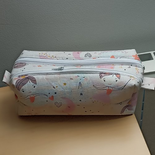 Trousse d'école, trousse double, trousse molletonné motif danseuse