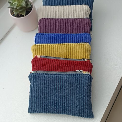 Porte monnaie en velours côtelé, mini pochette en tissu, accessoires sac , idée cadeau