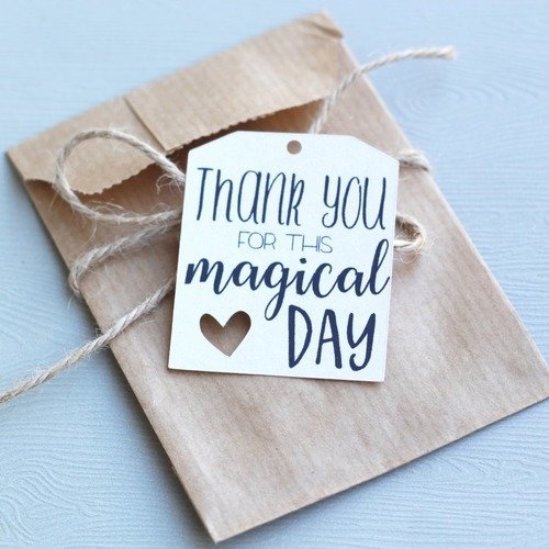 Etiquettes thank you for this magical day - découpe coeur