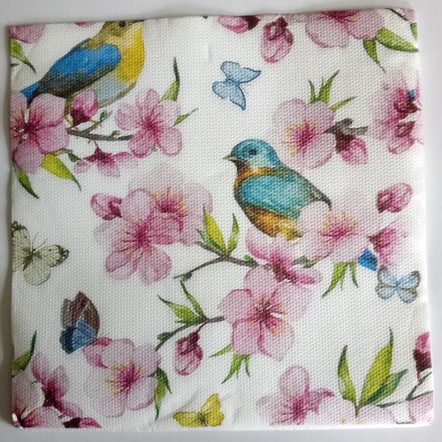 Serviettes en papier thème "oiseau & fleurs"