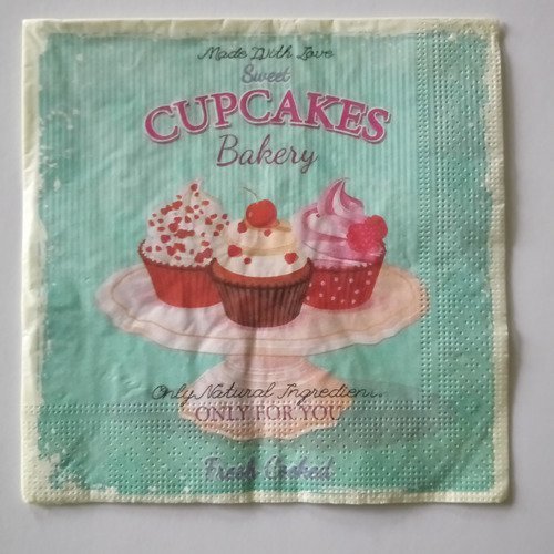 Serviettes en papier thème "cupcakes"