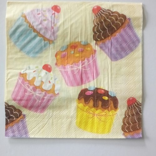 Serviettes en papier thème "cupcakes"