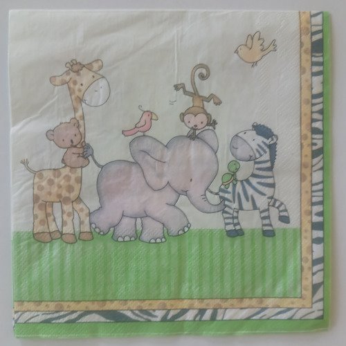 Serviettes en papier thème enfants "safari".