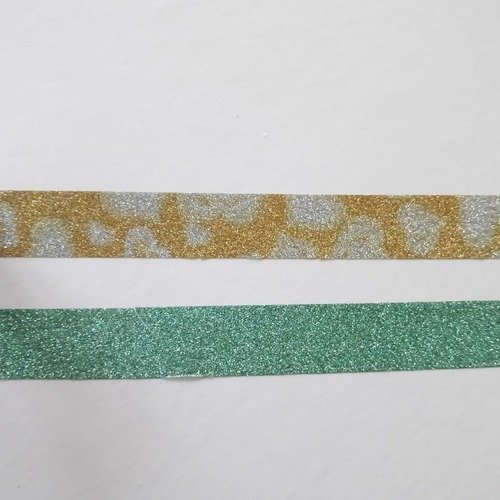 Masking-tape en lot de 2 "paillettes jaunes & brillant vert "