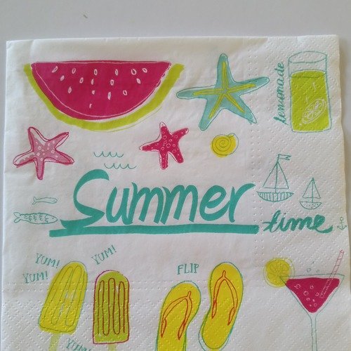 Serviettes en papier thème "été"