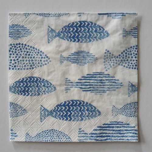 Serviettes en papier thème "les poissons bleus".