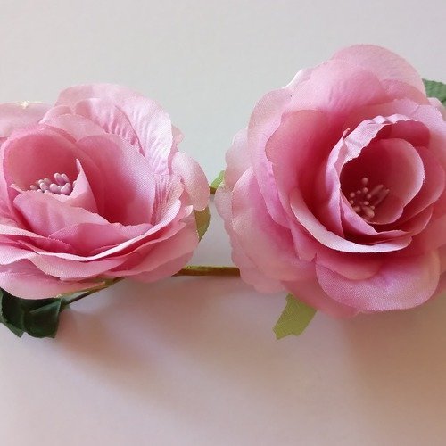 Fleurs artificielles en tissu rose effet vintage x2 ,embellissement