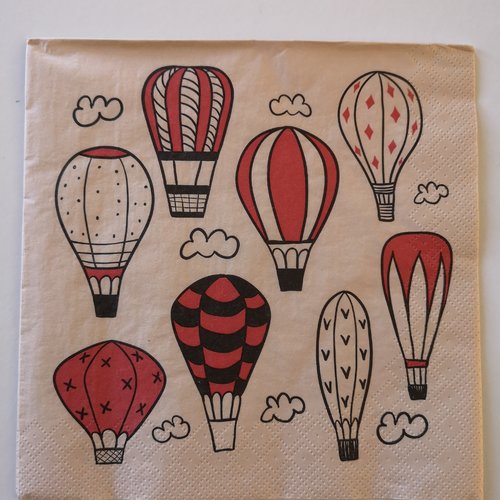 Serviettes en papier thème "montgolfières /vintage "