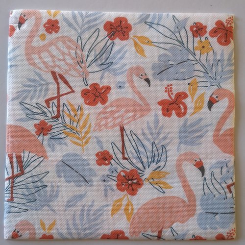 Serviettes en papier thème "oiseaux /flamands roses "