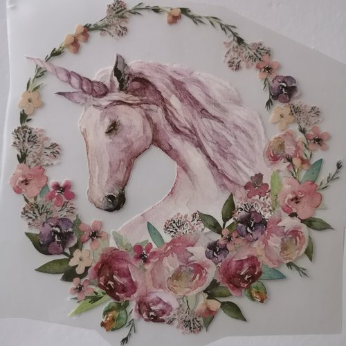 Transfert pour textile cheval & fleurs 