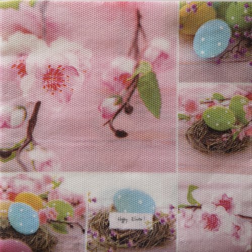 Serviettes en papier motifs "œufs de pâques & fleurs"