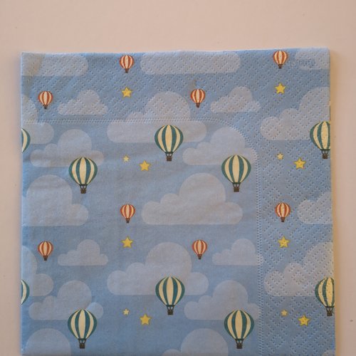 Serviettes en papier motifs montgolfières thème paysage 