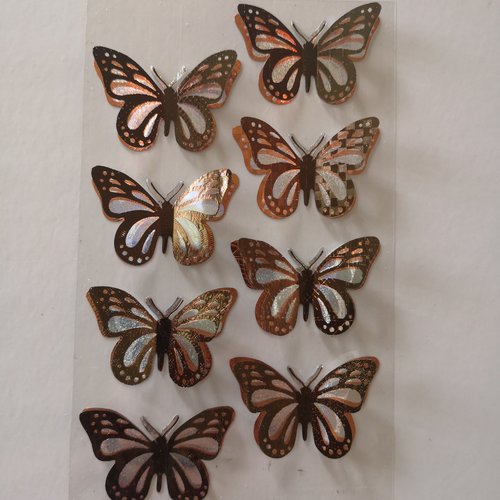 Embellissements papillons adhésifs x8 