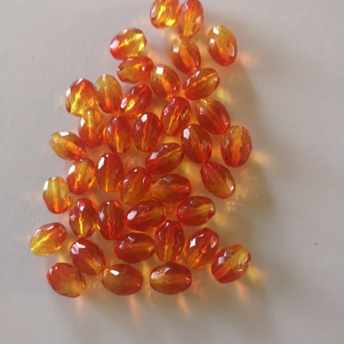 Perles de verre ovales facettées x39