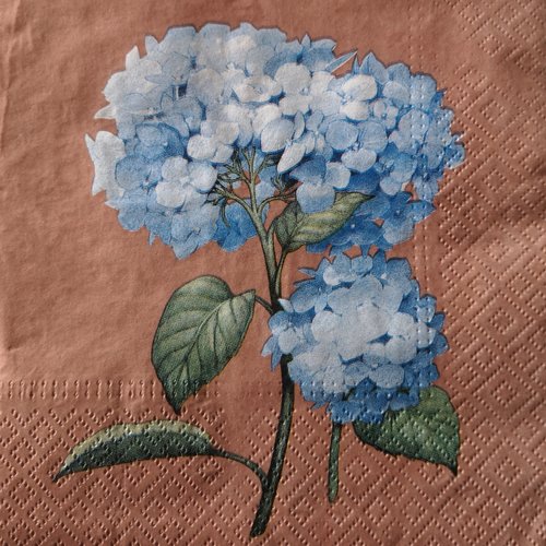 Serviettes en papier motifs "hortensias bleus"