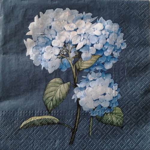Serviettes en papier motifs "hortensias bleus"