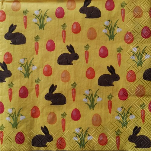 Serviettes en papier motifs "lapins de pâques"