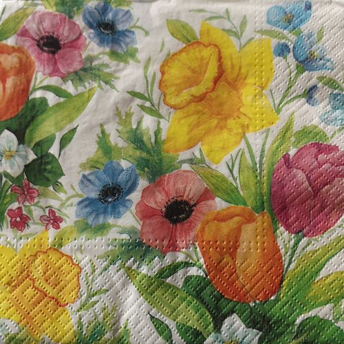Serviettes en papier motifs fleurs des champs