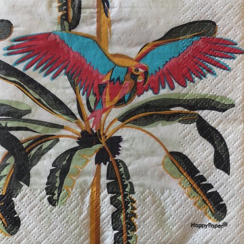 Serviettes en papier motifs oiseaux exotiques