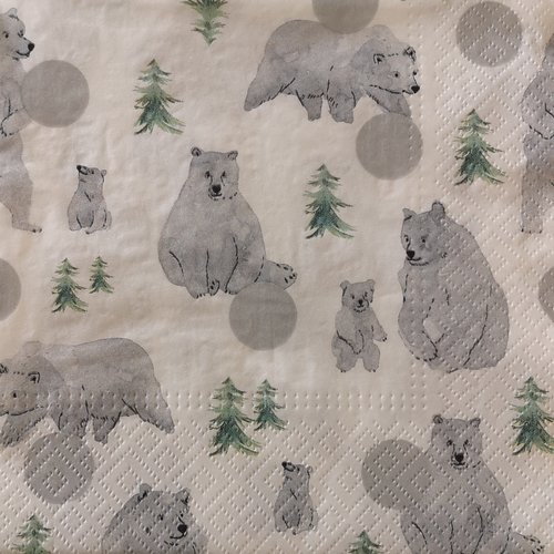Serviettes en papier motifs ours