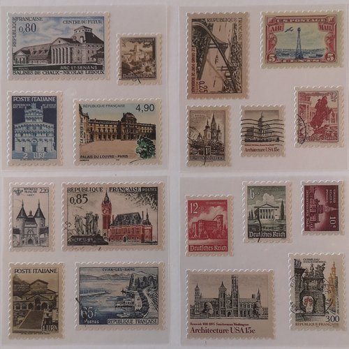 Planche de 18 timbres en carterie
