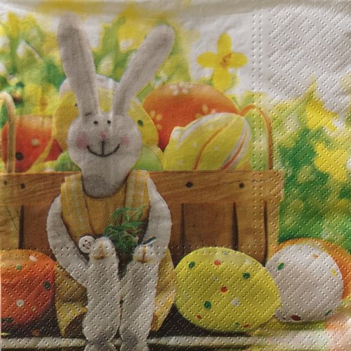 Serviettes en papier motifs lapin de pâques