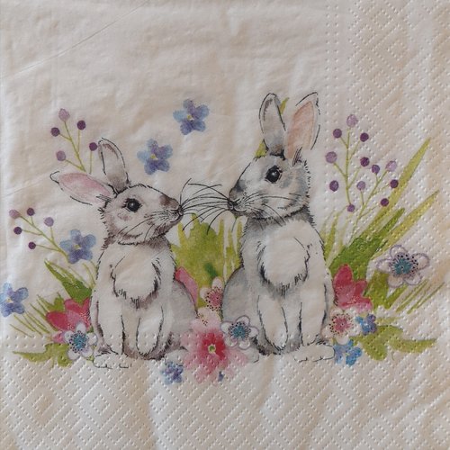 Serviettes en papier motifs "lapin de pâques"
