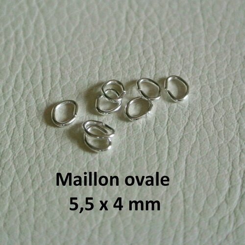 200 anneaux ouverts ovales 5,5 x 4 mm métal couleur argent clair