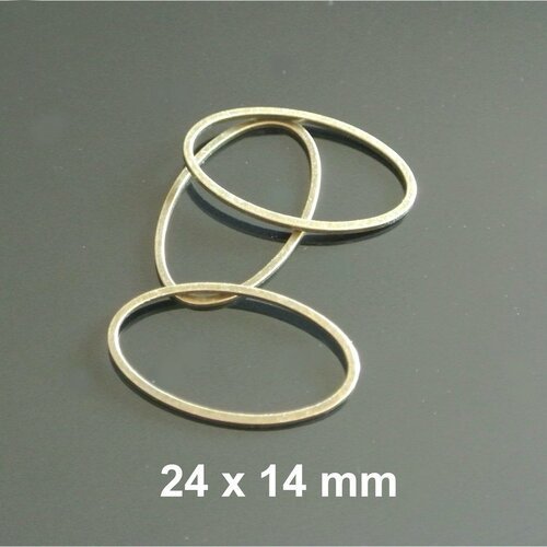 20 anneaux fermés de forme ovale, 24 x 14 mm, métal couleur bronze, taille intérieure : 22 x 11,5 mm, épaisseur 